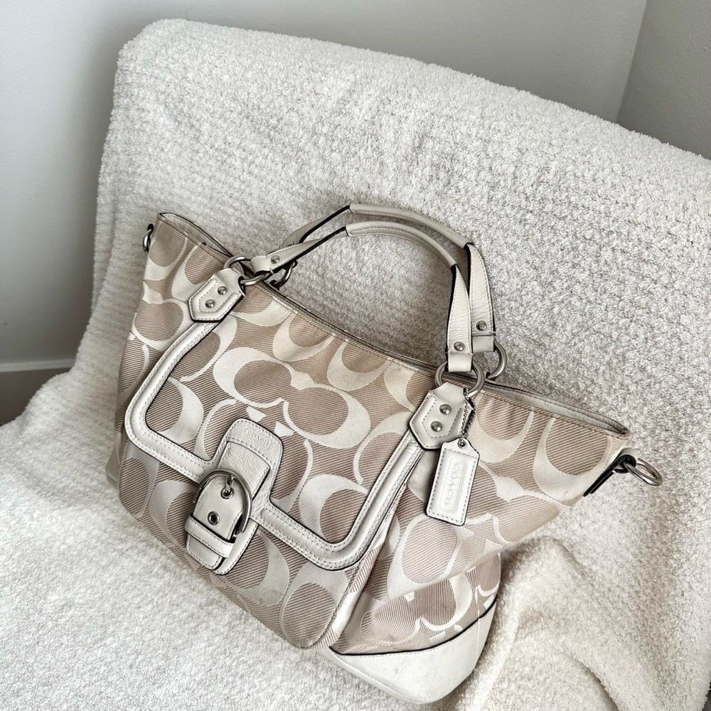 Coach Beige Signature Tote Travel Bag - Picture 2 of 6